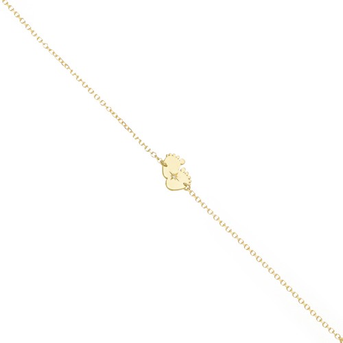 14K Χρυσό Βραχιόλι "Παιδικές Πατούσες" με Διαμάντι XB4800