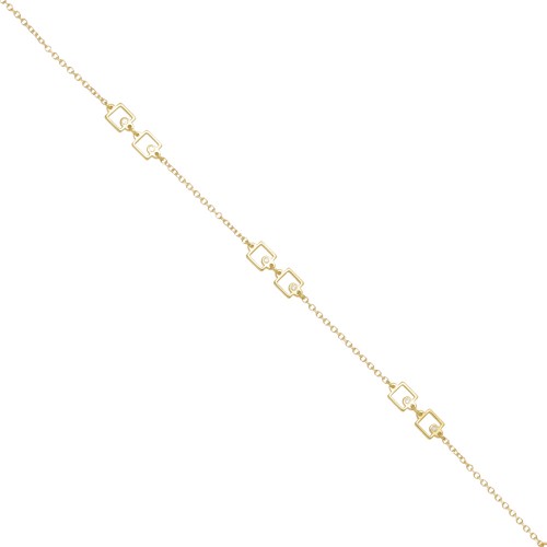 14K Χρυσό Βραχιόλι "Τετράγωνα Μοτίφ" με Διαμάντι XB4980