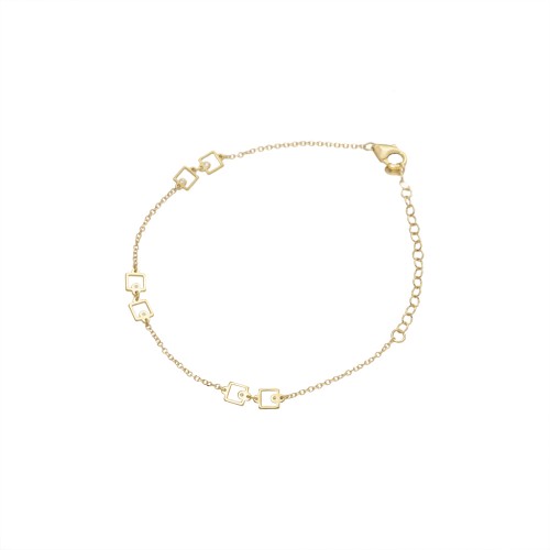 14K Χρυσό Βραχιόλι "Τετράγωνα Μοτίφ" με Διαμάντι XB4980
