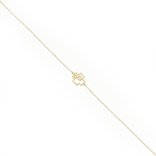 14K Χρυσό Βραχιόλι "Σταυρός" με Διαμάντια XB4993