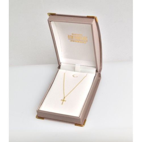 14Κ Χρυσός Σταυρός με Διαμάντι & Αλυσίδα XK2553