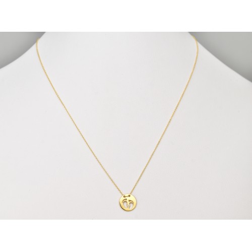 14K Χρυσό Κολιέ Πατουσάκια με Διαμάντι XK2925