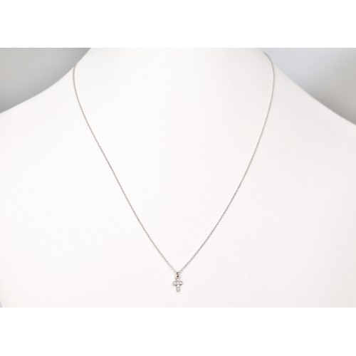 14K Λευκόχρυσο Κολιέ με Σταυρό Με Διαμάντια XK4426