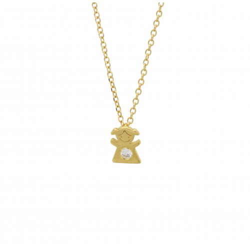 14K Χρυσό Κολιέ Κοριτσάκι με Διαμάντια XK4489