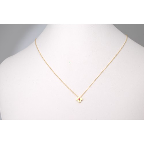 14K Χρυσό Κολιέ Σταυρός με Ρουμπίνι XK4760