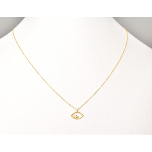 14K Χρυσό Κολιέ Ματάκι με Διαμάντια XK4971