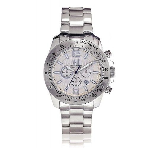 VISETTI Chronograph Silver Stainless Steel Bracelet ZE-573SW