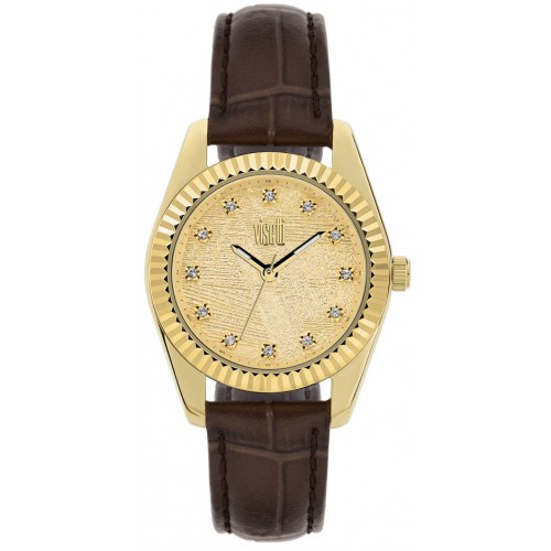 VISETTI Citylink -L- Brown Leather strap ZE-498GK