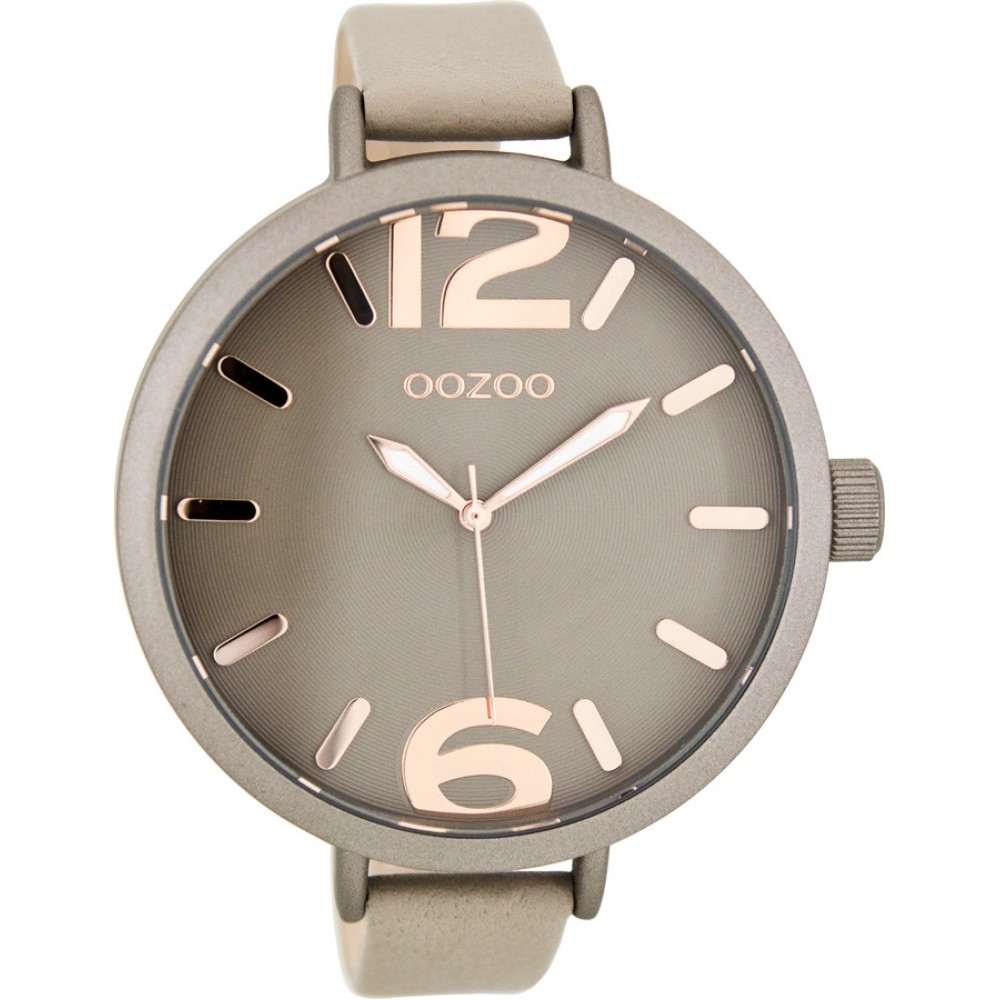 OOZOO Timepieces Vintage Gold Grey Leather Strap C8021