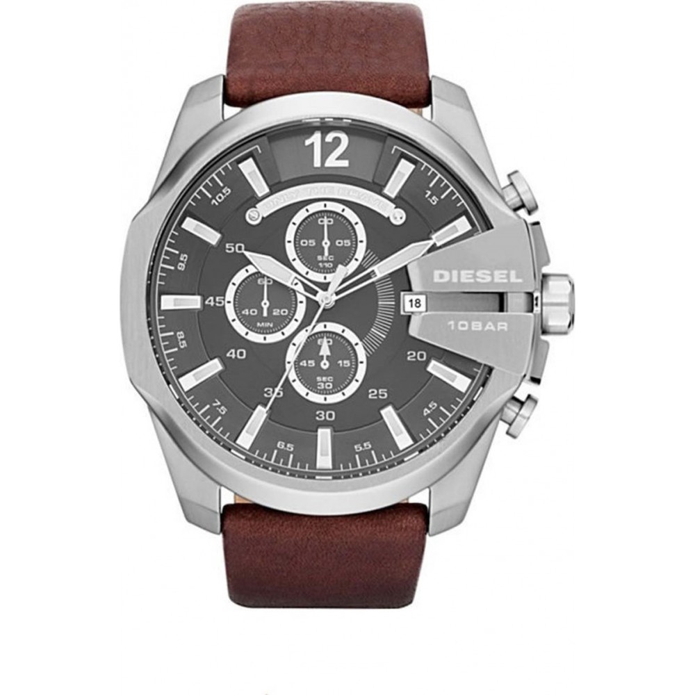 DIESEL Gunmetal Brown Leather Chronograph DZ4290