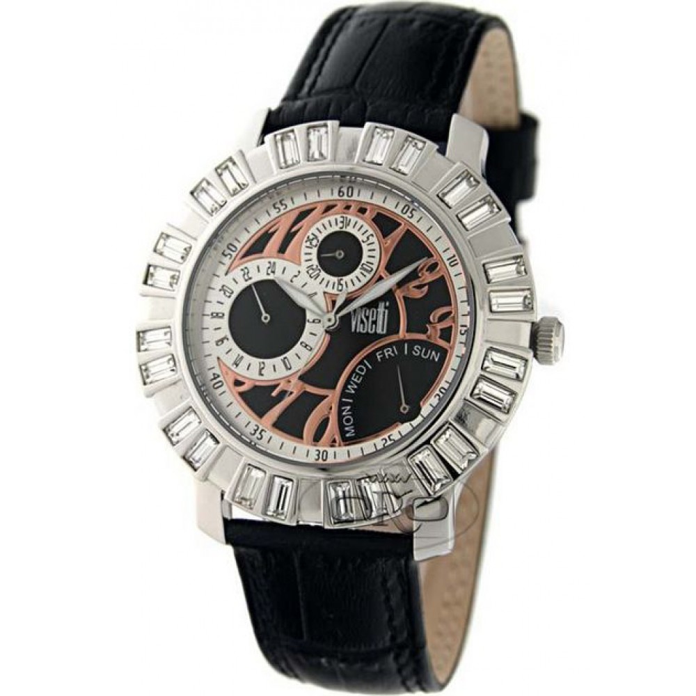 VISETTI ES Black Leather Strap ES-WSW143B VISETTI ES Black Leather Strap ES-WSW143B