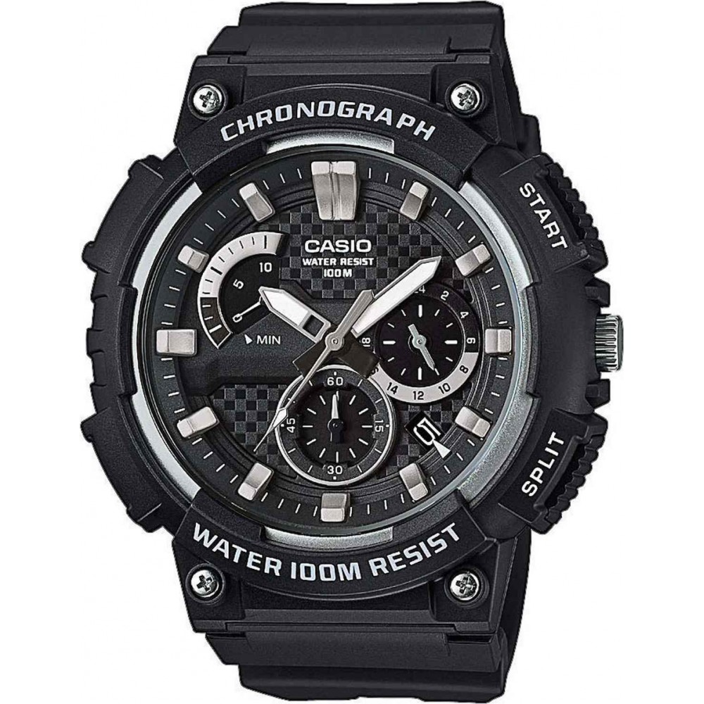 CASIO Collection Chronograph Black Rubber Strap MCW-200H-1AVEF-2 CASIO Collection Chronograph Black Rubber Strap MCW-200H-1AVEF-2