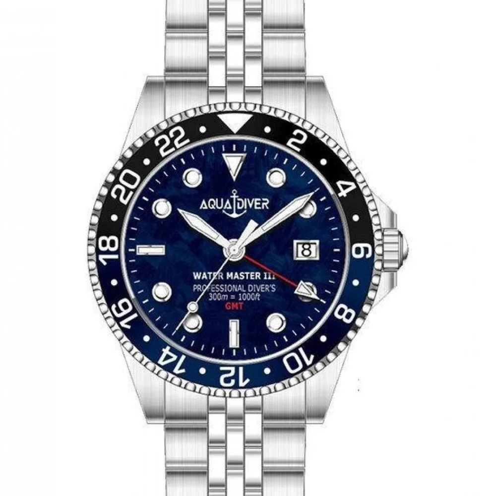 AQUADIVER Water Master III GMT με Μπρασελέ από Ανοξείδωτο Ατσάλι SS23156G2831