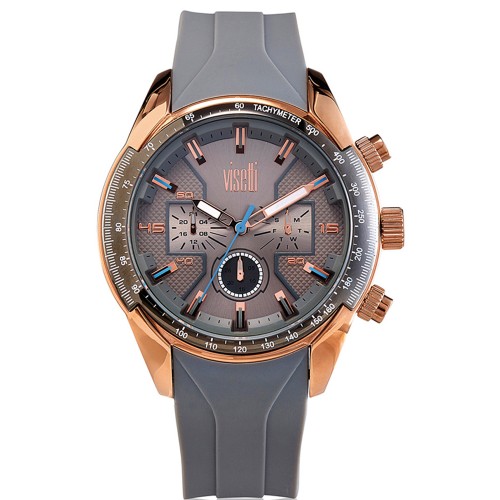 VISETTI Deus Rose Gold Grey Rubber Strap ZT664