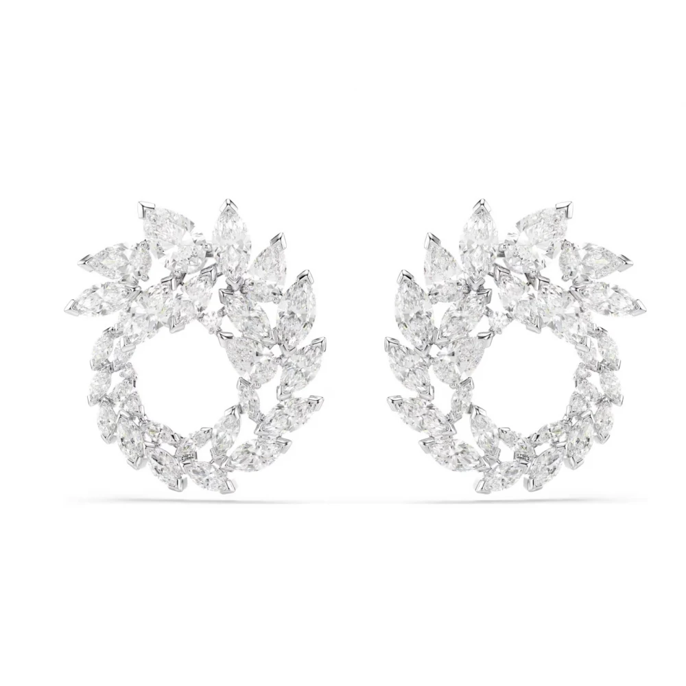 SWAROVSKI Σκουλαρίκια Mesmera Κρίκοι, Κοπή Marquise, Λευκά, Επιμετάλλωση ροδίου 5748008