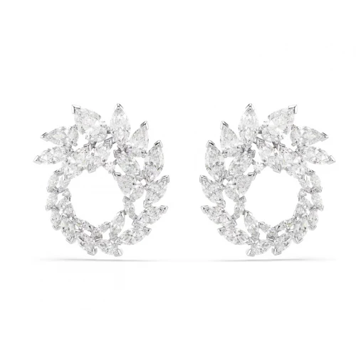 SWAROVSKI Σκουλαρίκια Mesmera Κρίκοι, Κοπή Marquise, Λευκά, Επιμετάλλωση ροδίου 5748008