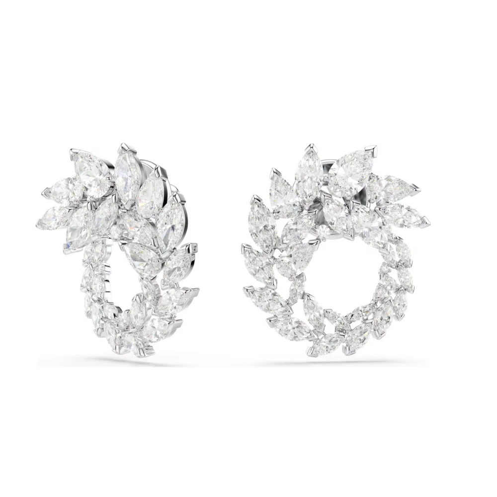 SWAROVSKI Σκουλαρίκια Mesmera Κρίκοι, Κοπή Marquise, Λευκά, Επιμετάλλωση ροδίου 5748008