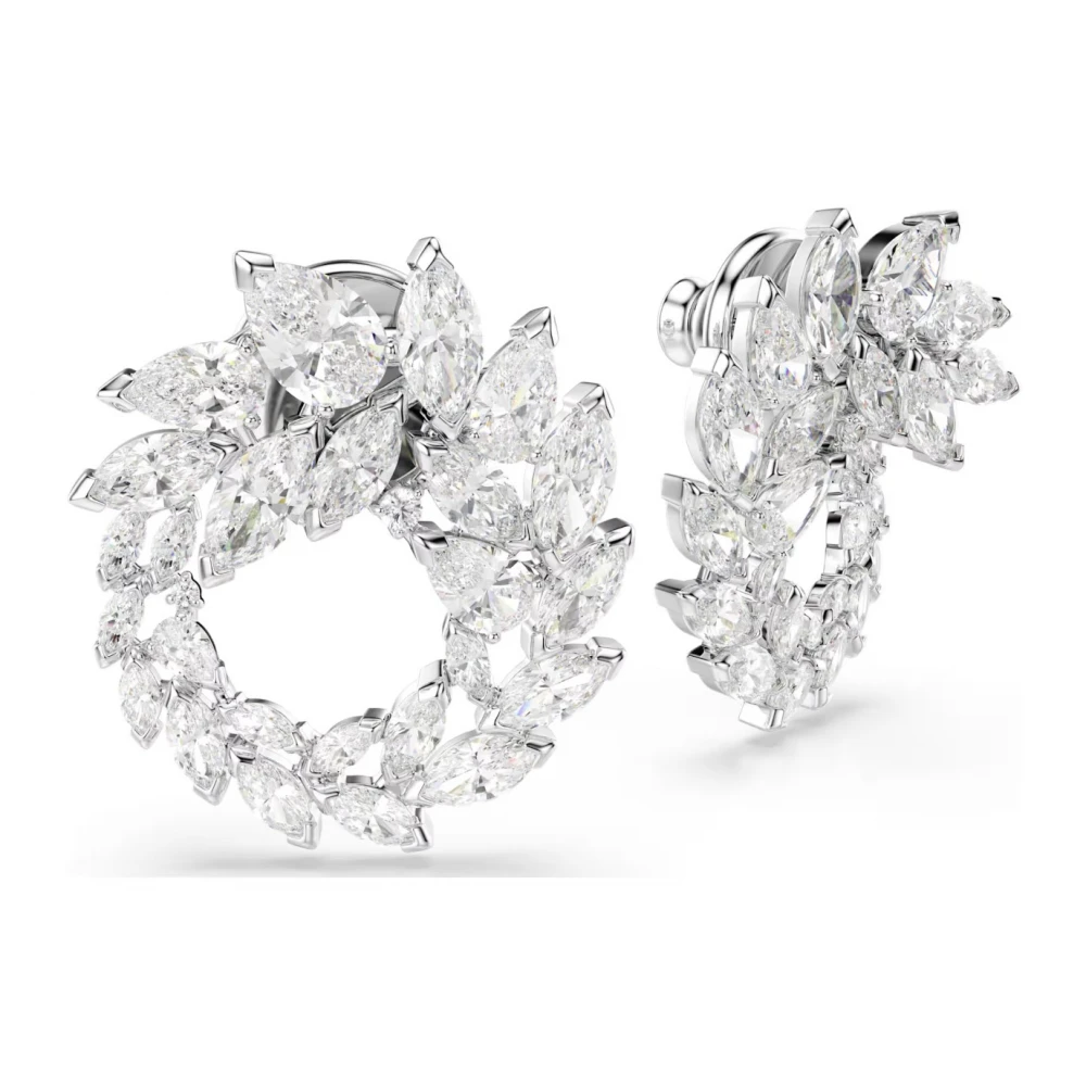 SWAROVSKI Σκουλαρίκια Mesmera Κρίκοι, Κοπή Marquise, Λευκά, Επιμετάλλωση ροδίου 5748008