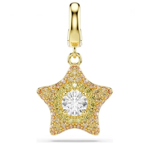 SWAROVSKI Sublima Γούρι, Αστέρι, Στρογγυλή Κοπή, Κίτρινο, Επιμετάλλωση σε Χρυσό 18Κ 5755514