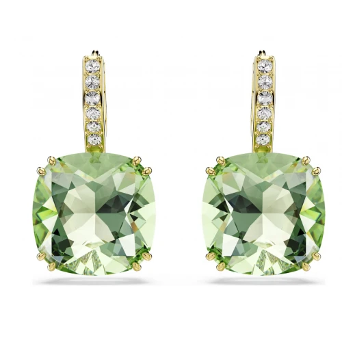 SWAROVSKI Millenia Σκουλαρίκια-σταγόνα Cushion Κοπή, Πράσινο, Επιμετάλλωση σε Χρυσό 18Κ 5764822