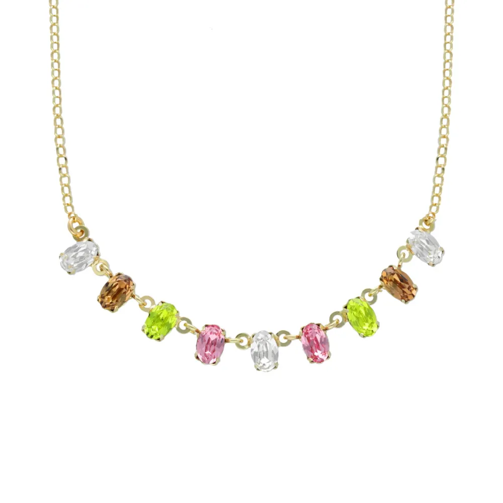 Victoria Cruz “Botanic” Collection Κολιέ Κοντό, Επιχρυσωμένο Με Swarovski "Δάκρυ" A4506-MDG