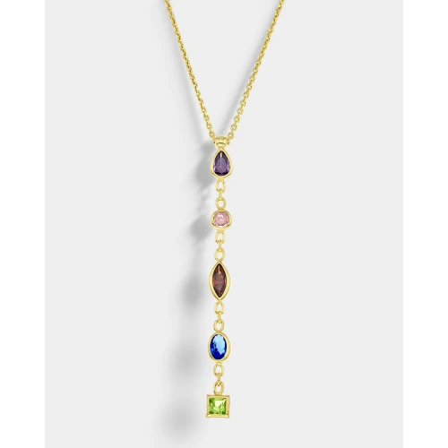 VOGUE 925 Ασήμι Κολιέ Επιχρυσωμένο με Πολύχρωμα Ζιργκόν 20175234491