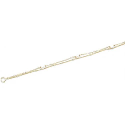 925 Ασήμι Επιχρυσωμένο Βραχιόλι με "Διπλή Αλυσίδα" και Πέρλες 04061389SU