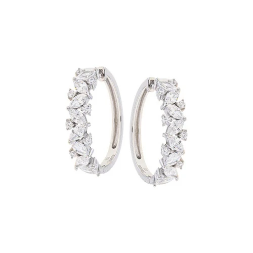 BREEZE 925 Ασημί Σκουλαρίκια Κρίκοι με Ζιργκόν 2017216026.4