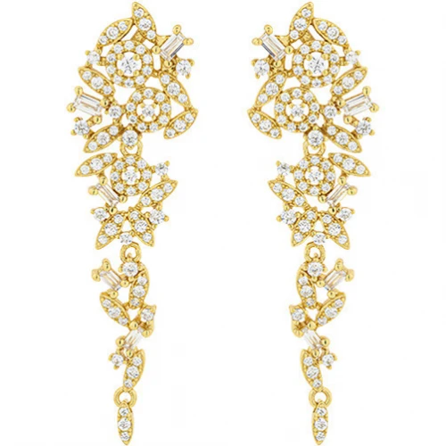 BREEZE 925 Ασημί Επιχρυσωμένα Σκουλαρίκια Κρεμαστά με Ζιργκόν 2017216028.1