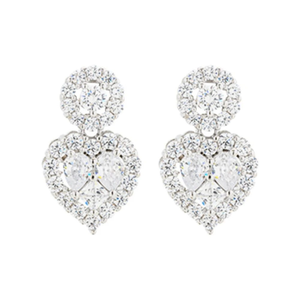 BREEZE 925 Ασημί Σκουλαρίκια Λευκά με Ζιργκόν 2017216033.4