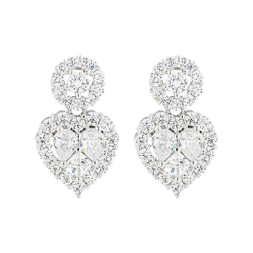 BREEZE 925 Ασημί Σκουλαρίκια Λευκά με Ζιργκόν 2017216033.4