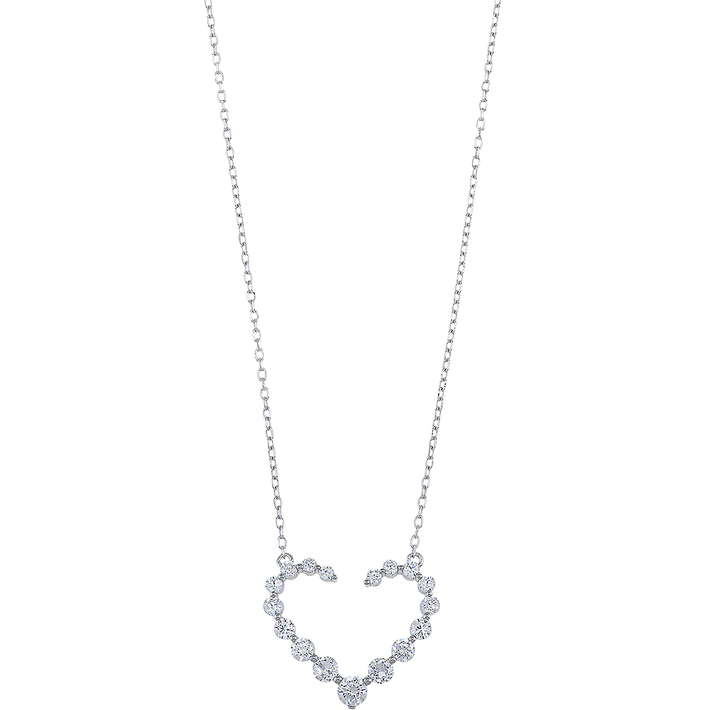BREEZE Κολιέ ΄''Καρδιά'', Ασήμι 925, με Λευκά Ζιργκόν 2017416005.4