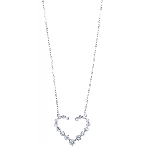 BREEZE Κολιέ ΄''Καρδιά'', Ασήμι 925, με Λευκά Ζιργκόν 2017416005.4