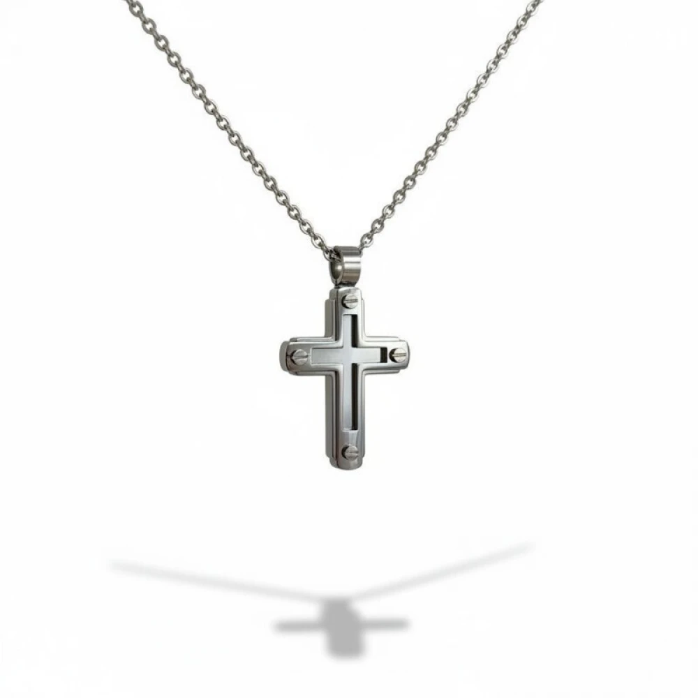 VISETTI Ατσάλινο Κολιέ με Σταυρό Ανδρικό 51D-KD061S