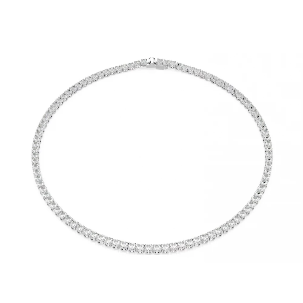 SWAROVSKI Κολιέ Matrix Tennis Στρογγυλή κοπή, Mικρό, Λευκό, Επιμετάλλωση Ροδίου 5681796
