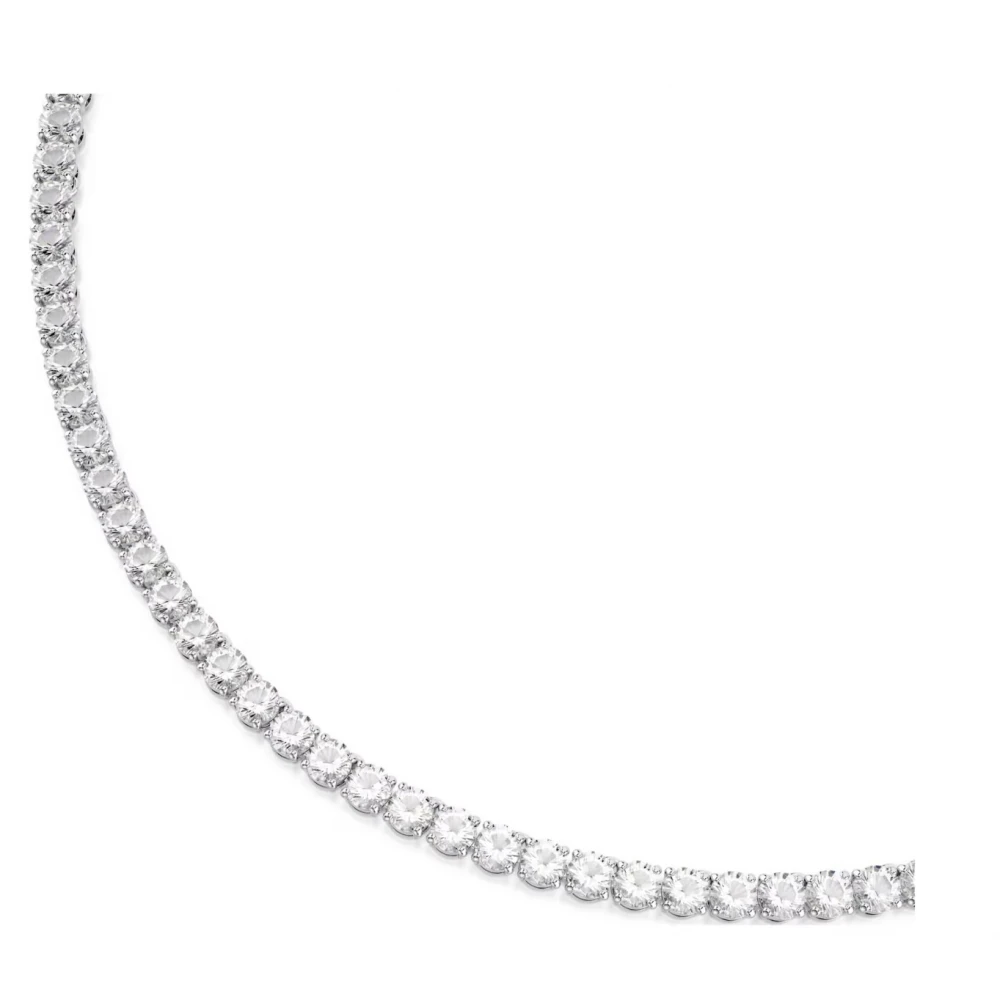 SWAROVSKI Κολιέ Matrix Tennis Στρογγυλή κοπή, Mικρό, Λευκό, Επιμετάλλωση Ροδίου 5681796