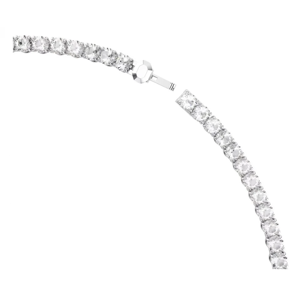 SWAROVSKI Κολιέ Matrix Tennis Στρογγυλή κοπή, Mικρό, Λευκό, Επιμετάλλωση Ροδίου 5681796
