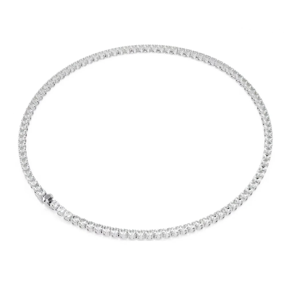 SWAROVSKI Κολιέ Matrix Tennis Στρογγυλή κοπή, Mικρό, Λευκό, Επιμετάλλωση Ροδίου 5681796