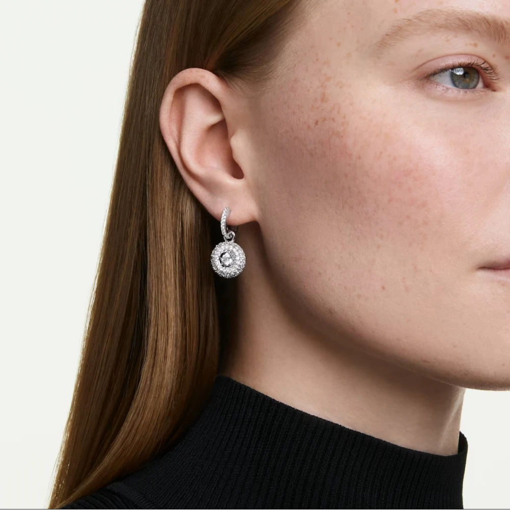 SWAROVSKI Σκουλαρίκια-Σταγόνα Sublima, Στρογγυλή κοπή, Λευκά, Επιμετάλλωση Ροδίου, 5738193