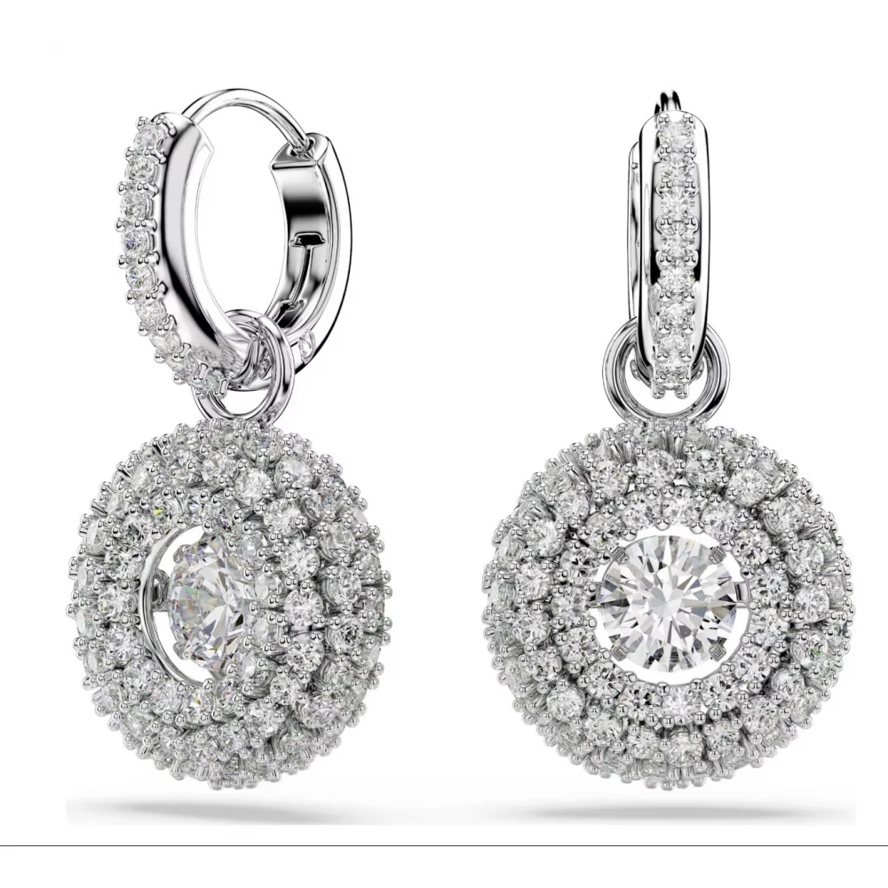 SWAROVSKI Σκουλαρίκια-Σταγόνα Sublima, Στρογγυλή κοπή, Λευκά, Επιμετάλλωση Ροδίου, 5738193