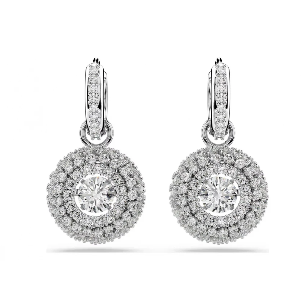 SWAROVSKI Σκουλαρίκια-Σταγόνα Sublima, Στρογγυλή κοπή, Λευκά, Επιμετάλλωση Ροδίου, 5738193