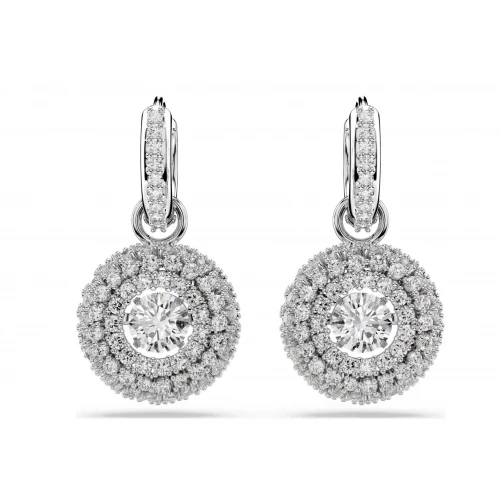 SWAROVSKI Σκουλαρίκια-Σταγόνα Sublima, Στρογγυλή κοπή, Λευκά, Επιμετάλλωση Ροδίου, 5738193