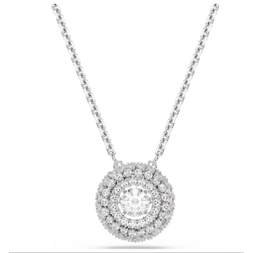 SWAROVSKI Μενταγιόν Sublima, Στρογγυλή κοπή, Λευκό, Επιμετάλλωση ροδίου 5738246