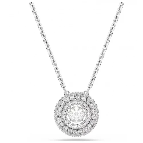 SWAROVSKI Μενταγιόν Sublima, Στρογγυλή κοπή, Λευκό, Επιμετάλλωση ροδίου 5738246
