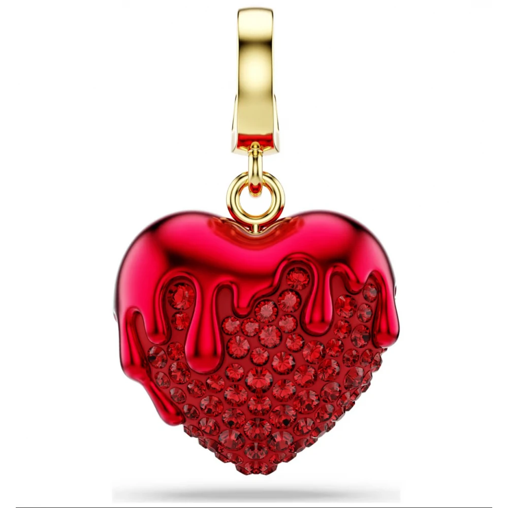 SWAROVSKI Idyllia Γούρι, Καρδιά, Κόκκινο Στρογγυλή κοπή, Επιμετάλλωση σε Χρυσό Τόνο 18Κ 5742994