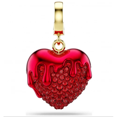 SWAROVSKI Idyllia Γούρι, Καρδιά, Κόκκινο Στρογγυλή κοπή, Επιμετάλλωση σε Χρυσό Τόνο 18Κ 5742994