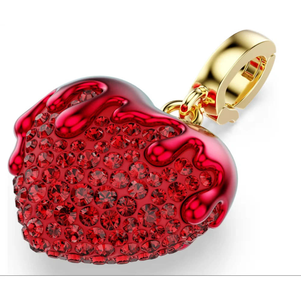 SWAROVSKI Idyllia Γούρι, Καρδιά, Κόκκινο Στρογγυλή κοπή, Επιμετάλλωση σε Χρυσό Τόνο 18Κ 5742994
