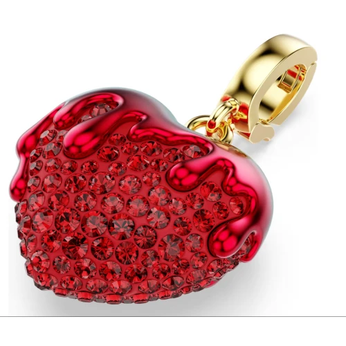 SWAROVSKI Idyllia Γούρι, Καρδιά, Κόκκινο Στρογγυλή κοπή, Επιμετάλλωση σε Χρυσό Τόνο 18Κ 5742994