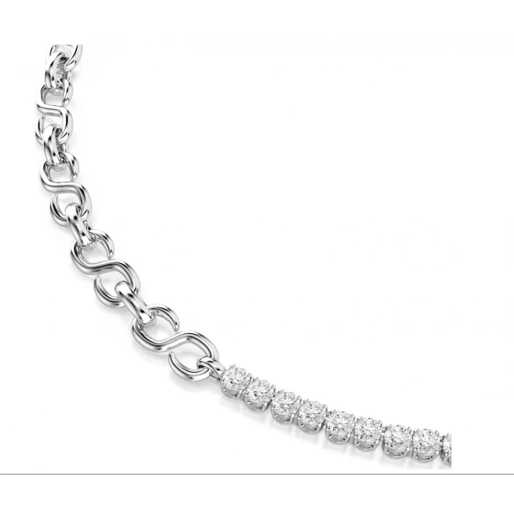 SWAROVSKI Κολιέ Matrix, Σχήμα S, Στρογγυλή κοπή, Λευκό, Επιμετάλλωση ροδίου 5747732