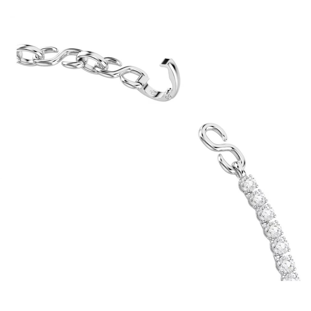 SWAROVSKI Κολιέ Matrix, Σχήμα S, Στρογγυλή κοπή, Λευκό, Επιμετάλλωση ροδίου 5747732